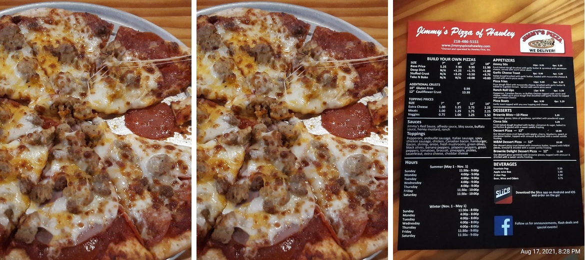 Jimmy's Pizza Menu